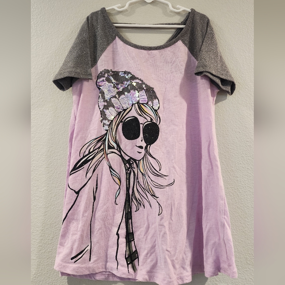 Justice Pink and Gray Graphic Tee
